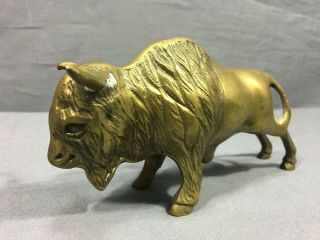 Vintage 3 " Brass Buffalo Figure Figurine Statue American Bison