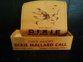 Vtg Chick Majors Dixie Mallard Duck Call Box W Paperwork Box & Papers Only