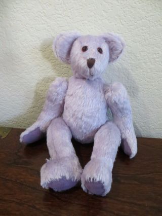 Old Antique Vintage Lavender Jointed Mohair Teddy Bear Small Hump On Back 16 "