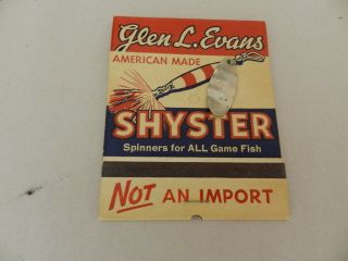 Vintage Fishing Lure Advertisement - Glen L.  Evans Oversized Matchbook - Old Lure