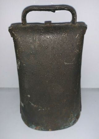 Vintage Primitive Large Metal Cow Bell 5” Tall.  Great Solid Loud Tone