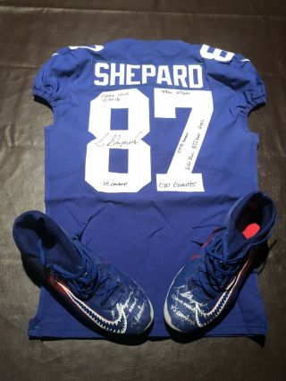 Sterling Shepard Auto Game Worn Jersey And Cleats Vs Cowboys