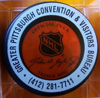 1990 41st Nhl All Star Game Puck Pittsburgh General Tire John A.  Ziegler Trench