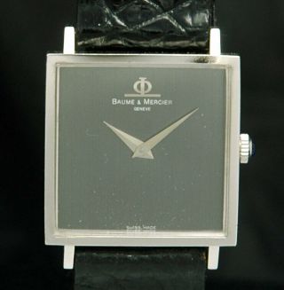 Baume & Mercier Solid 18k White Gold Watch Vtg 17j 1050 Swiss Luxury Rare W/ Box