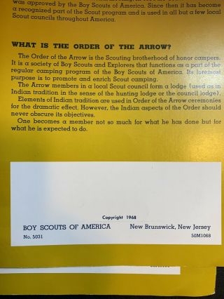 Vintage BOY SCOUT PAMPHLETS: 1968 Order of the Arrow - Scouting ' s Honor Campers 3