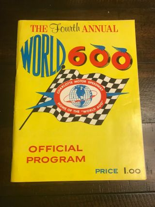 Nascar 1963 4th Annual Charlotte Motor Speedway World 600 Vintage Program