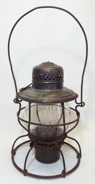 Antique Handlan Missouri Kansas Texas Railway Railroad Lantern W/ Clear Globe