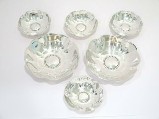 Set Of 6 - 5 & 3.  25 In - Sterling Silver Tiffany Antique Poppy Flower Plates