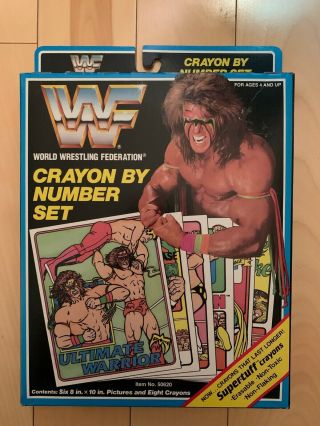 Vintage 1990 Wwf Wrestling Craft House Crayon By Number Set Still Wwe