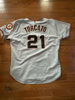 2004 Giants Tony Torcat0 Game Worn Road Jersey Team Stamp Size 50