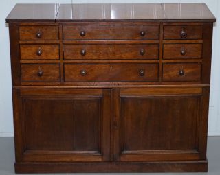 VICTORIAN FRUITWOOD COLLECTORS CHEST OF DRAWERS CUPBOARD SIDEBOARD OPEN FLAT TOP 2