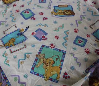 Rare Vintage The Lion King Ivory Twin Fitted Sheet Fabric Simba Mufasa Ec