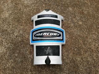 Vintage Mercury Marine Outboard Cowl Faceplate Front Blue Thunderbolt Ignition