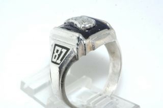 Vintage 1981 High School Class Sterling Silver Ring sz 10.  5 3