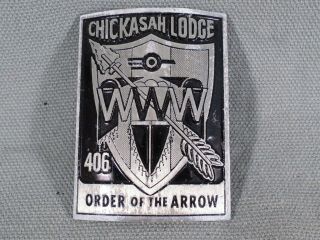 Vintage " Chickasah Lodge 406 Order Of The Arrow " Boy Scouts Neckerchief Slide