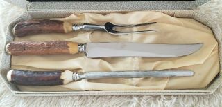 Vintage King Karver Sheffield England 3pc Knife Carving Set
