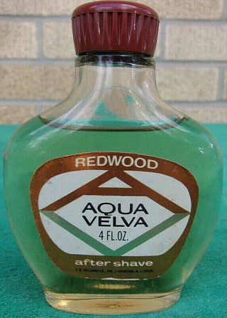 Aqua Velva Redwood After Shave 4oz Bottle Almost Full Rare Vintage Men 