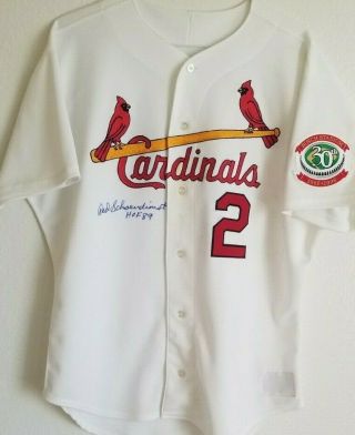 Red Schoendienst autographed game 95 - 96 Cards coach ' s jersey.  Miedema LOA 2