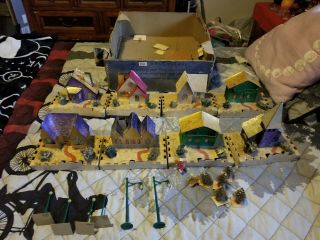 Antique 1940s Dolly Toy Wwii Chalet Houses Cardboard Xmas Putz Village Vtg Usa
