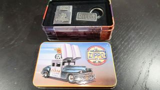 Zippo Bradford County Tin With 1947 Chrysler Car On Lighter