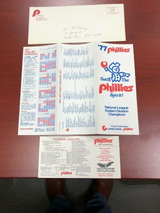 1977 Philadelphia Phillies Baseball Ticket Info & Pocket Schedule Logo Envelope