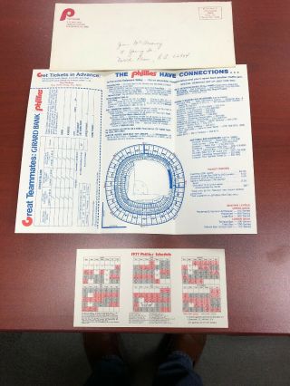 1977 Philadelphia Phillies Baseball Ticket Info & Pocket Schedule Logo Envelope 2