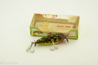 Vintage Creek Chub Spinning Injured Minnow In Frog Spot Antique Lure Et19