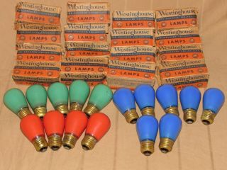 16 Vintage 1950 - 60s Westinghouse 10w Colored Light Bulbs & Work Nos
