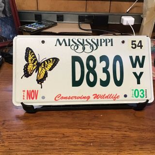 2003 Mississippi Conserving Wildlife/butterfly License Plate