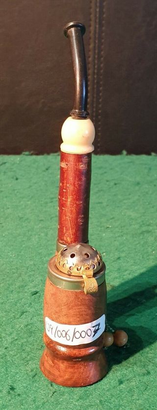 Vintage Ornate Czechoslovakian Briar Smoking Pipe With Windcap Tall St