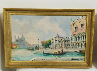 Antique Vintage Italian Signed Oil Paintings Venice G Biondetti Framed 2