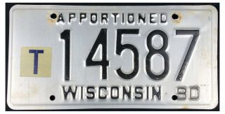 Wisconsin 1990 Apportioned Truck License Plate 14587