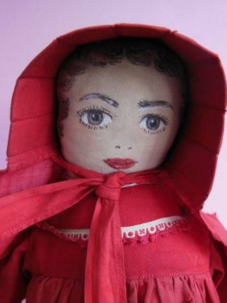 Antique Primitive Cloth Rag Doll Painted Face Clothing