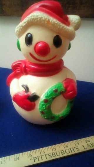 Vintage Union Products Blowmold Hard Plastic Lighted Christmas Snowman 1970s