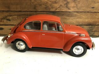 Vintage 1973 Red Vw Volkswagen Bug Beetle Jim Beam Decanter Car Bottle