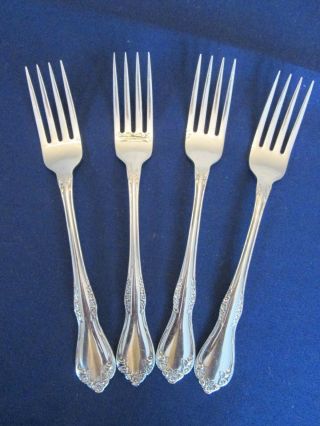 Set 4 Dinner Forks Vintage Wm Rogers Oneida Stainless: Mansfield Pattern Lovely