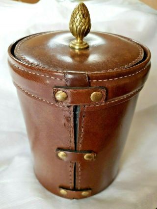 Vintage Bosca Hand Stained Top Grain Leather Heirloom Tm Tobacco Jar Humidor