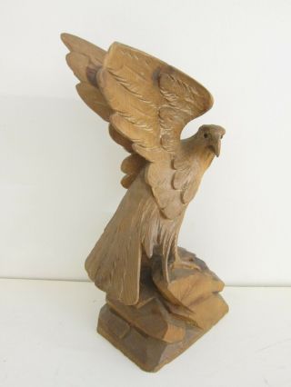 Vintage Hand Carved Wood American Eagle Sculpture Statue Carving Unsigned 14 "