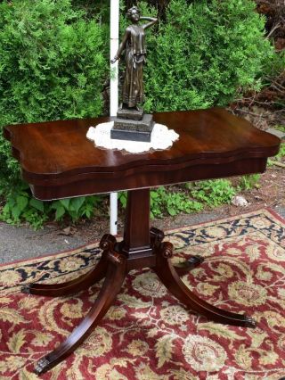 1920 Antique English Regency Crotch Mahogany Game Table