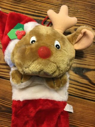 Vtg Christmas Rudolph The Red Nose Reindeer Stocking Large 23”