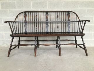 Antique Maple English Windsor Style 67 " Deacons Bench