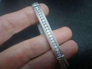 Vintage Sterling Silver 925 Mesh Cz Italy Magnet Clasp Bracelet