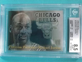 1996 - 97 Metal Michael Jordan Platinum Portraits Bgs 8.  5 Chicago Bulls Legend M0