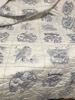 Vintage Hand Stitched Blue And White Quilt 60”x 74” Extremely Soft