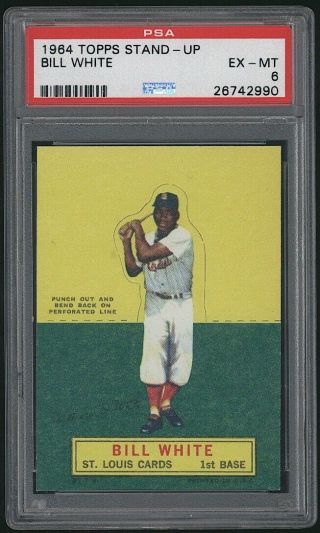 1964 Topps Stand - Up Bill White Rare Vintage St.  Louis Cardinals Psa 6