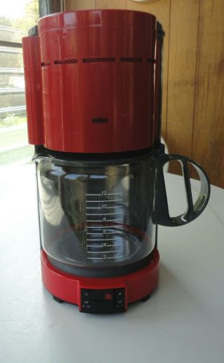 Vtg Red Braun 4063 Made In Germany 12 Cup Coffee Maker Carafe Rams Design