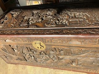 Old Antique Chinese Camphor Wood Trunk Box Chest By Wing On Co Shanghai 2