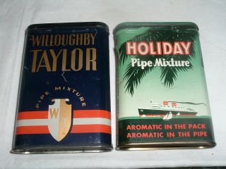 2 Vintage / Antique Tobacco Tins In Ex.  Cond.  Holiday & Willoughby Taylor