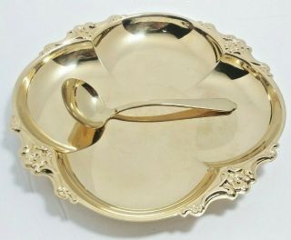 Vintage Interntl Silver Co.  23k Gold Electroplate 4 Leaf Clover Candy Dish