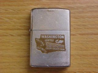 Vintage Zippo Lighter - Washington State - Seattle - Tacoma - Olympia - Grand Coulee - 1972